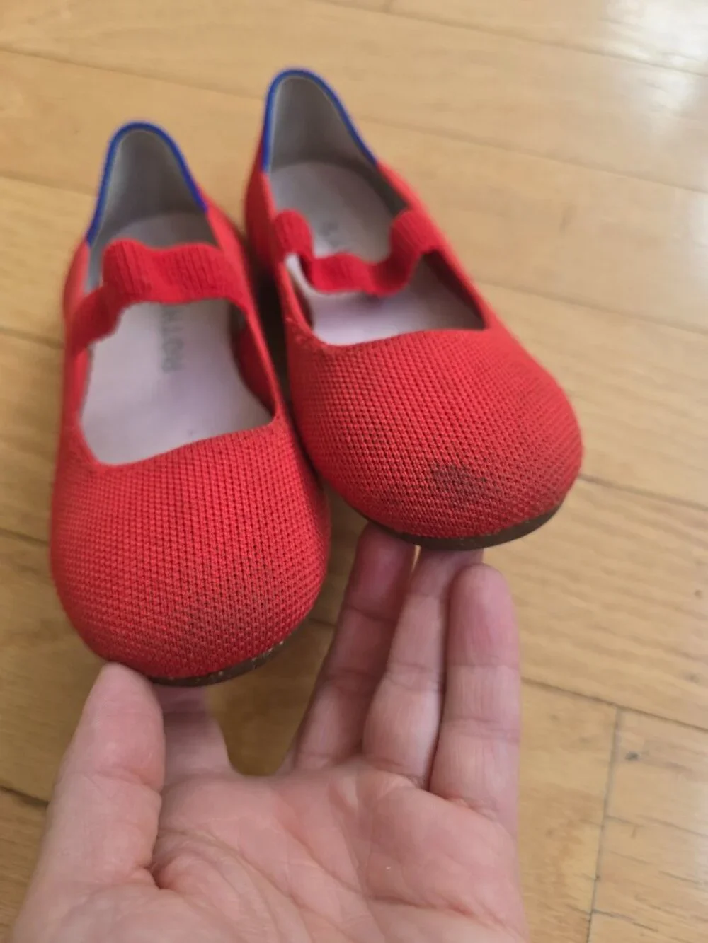 Rothy's The Mary Jane Shoes Glamour Red Knit BalletCore Flats | Kids 1